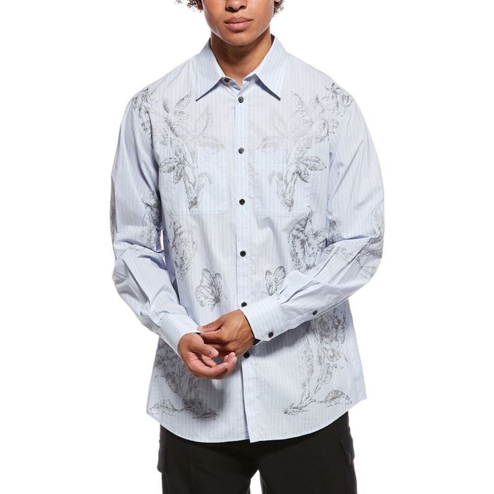 Valentino Mens  Dark Blooming Shirt, Blue
